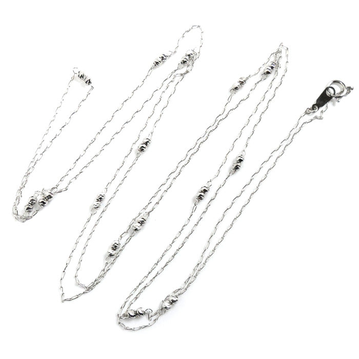 K18WG White Gold Long Mirror Ball Necklace