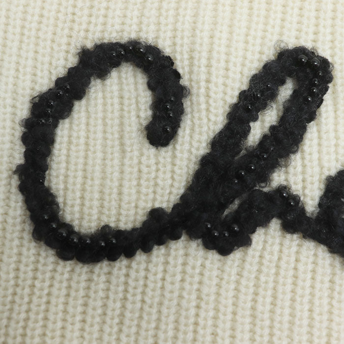 Chanel Logo Bead Scarf White Black