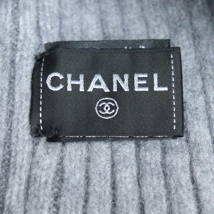 Chanel Logo Sequin Knit Cap Gray