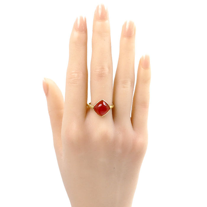 K18YG Yellow Gold Carnelian Ring 16.5