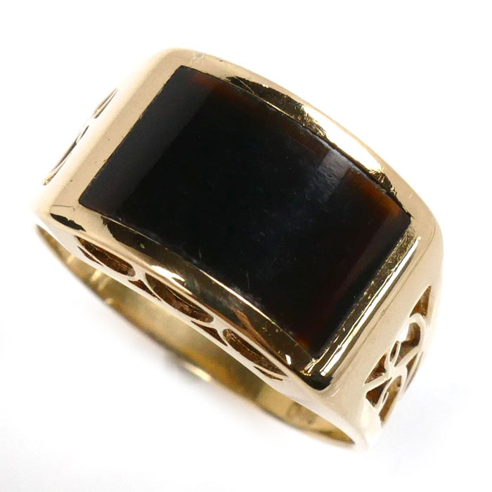 K18YG Yellow Gold Onyx Ring 12.5