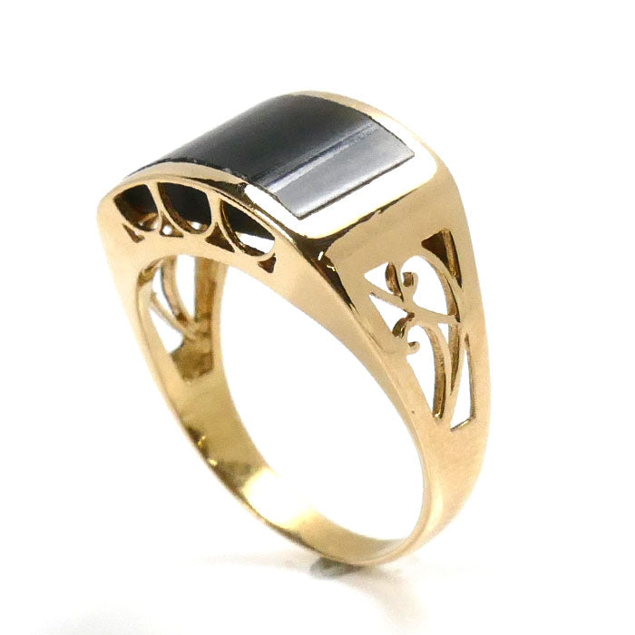 K18YG Yellow Gold Onyx Ring 12.5