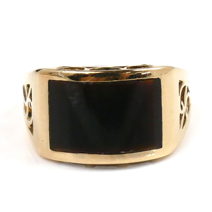 K18YG Yellow Gold Onyx Ring 12.5