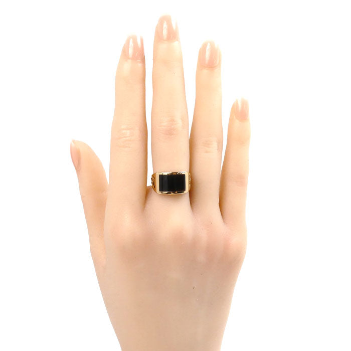 K18YG Yellow Gold Onyx Ring 12.5