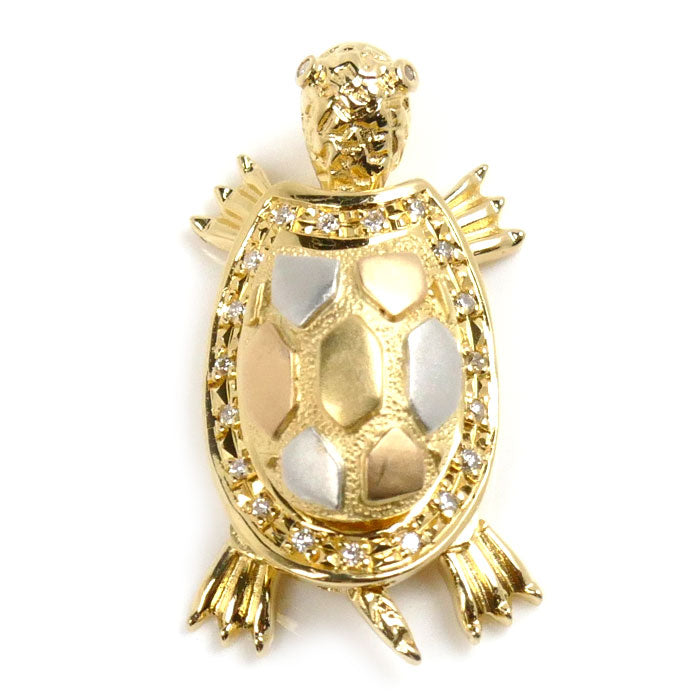 K24/K18/Pt900 Diamond Turtle Pendant