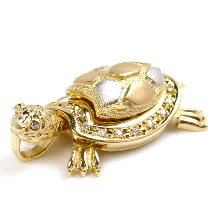 K24/K18/Pt900 Diamond Turtle Pendant