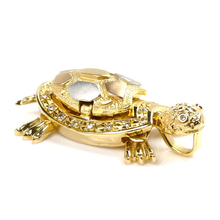 K24/K18/Pt900 Diamond Turtle Pendant