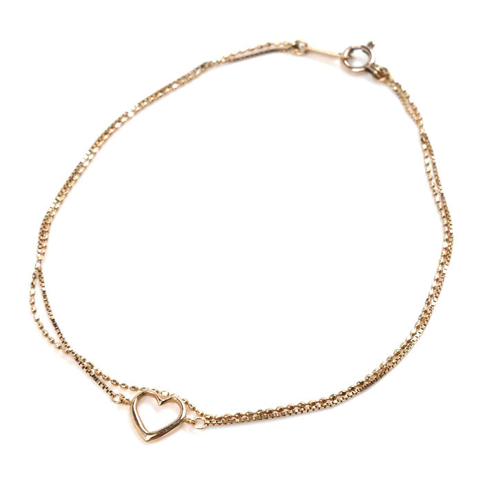 K10PG Pink Gold Heart Chain Bracelet