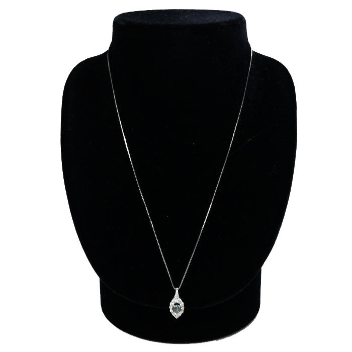 K18WG White Gold Necklace Cat's Eye Diamond