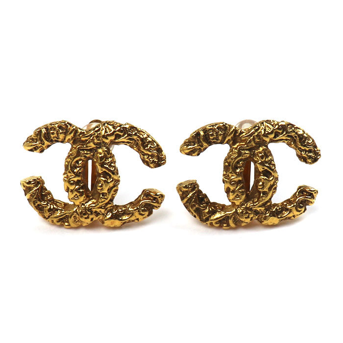 Chanel Metal Coco Mark Earrings Vintage