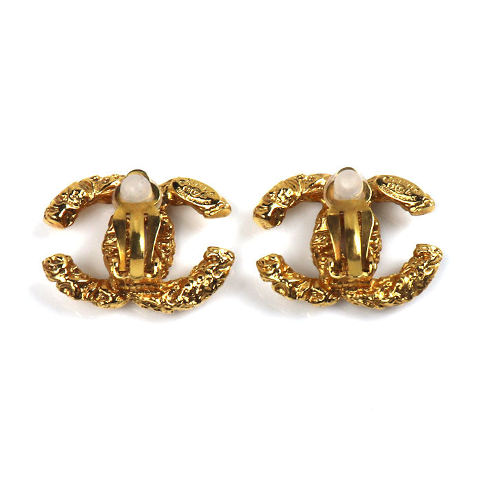 Chanel Metal Coco Mark Earrings Vintage