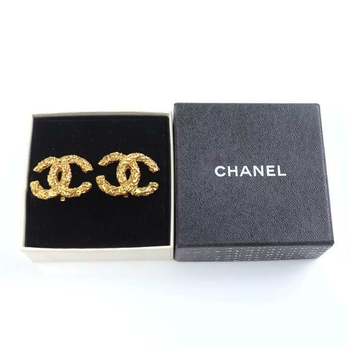 Chanel Metal Coco Mark Earrings Vintage