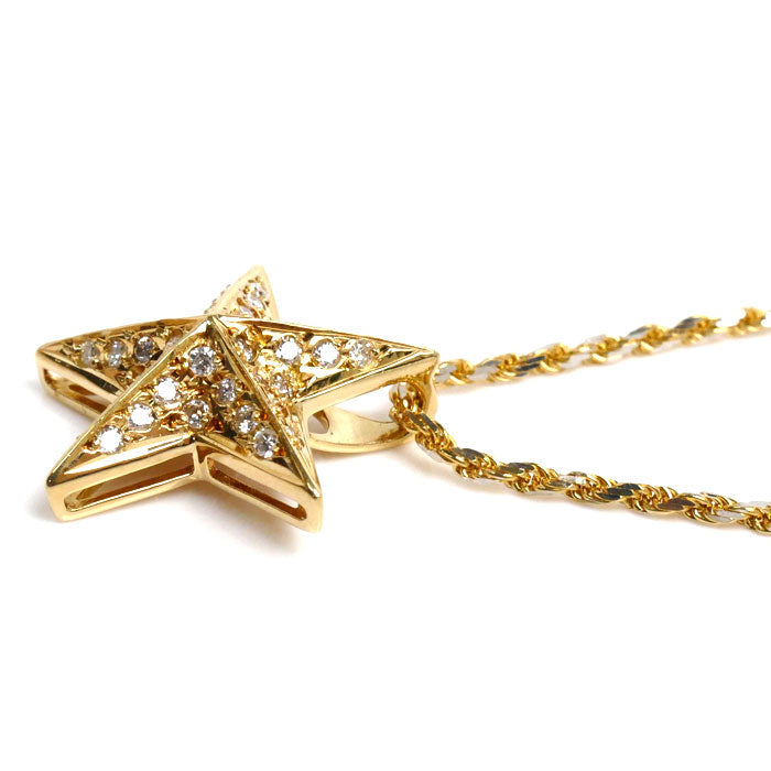 K18YG Yellow Gold Diamond Star Necklace