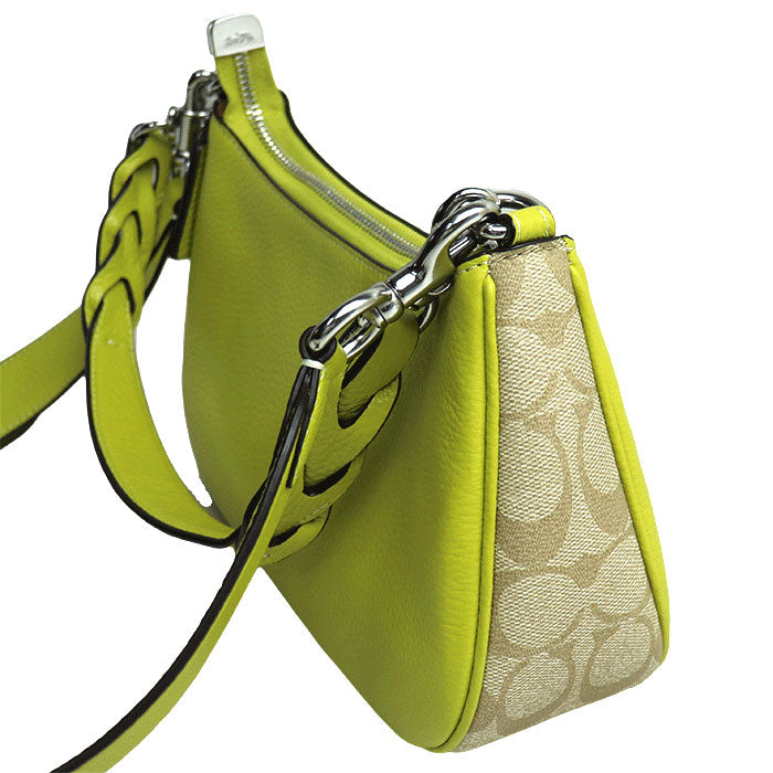 Coach Terry Signature Shoulder Bag Light Khaki Lime