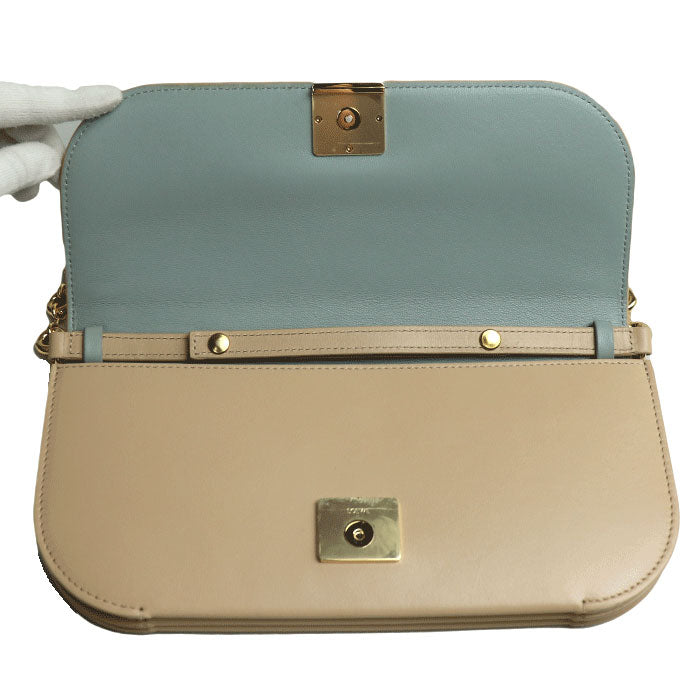 Loewe Goya Long Chain Clutch Beige