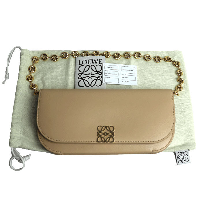 Loewe Goya Long Chain Clutch Beige