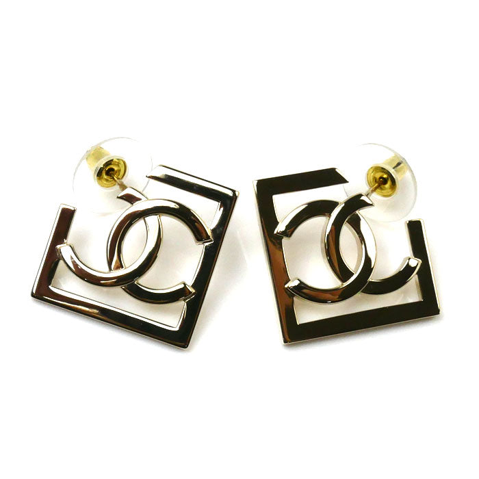 Chanel Metal Coco Mark Square Earrings ABB739