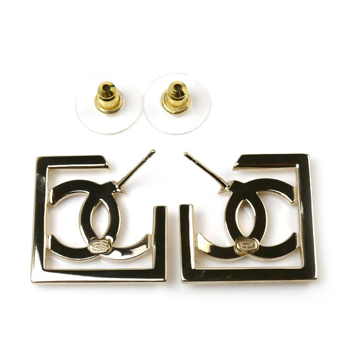 Chanel Metal Coco Mark Square Earrings ABB739