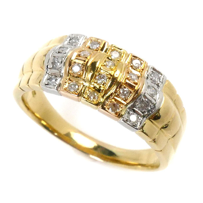 K18YG/PG/Pt900 Diamond Ring 0.18ct