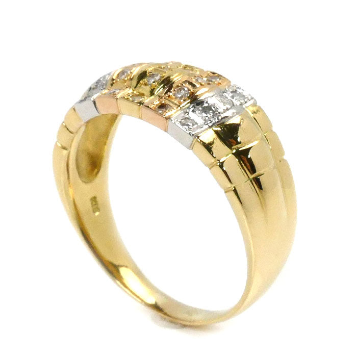 K18YG/PG/Pt900 Diamond Ring 0.18ct