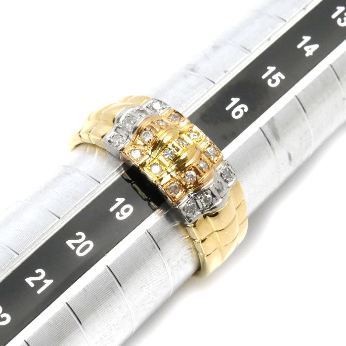 K18YG/PG/Pt900 Diamond Ring 0.18ct