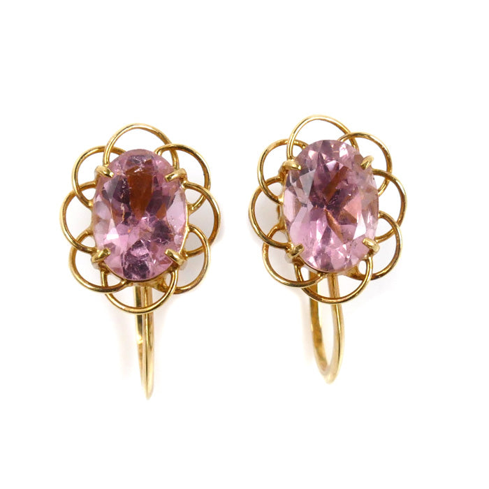 K18YG Yellow Gold Pink Tourmaline Earrings