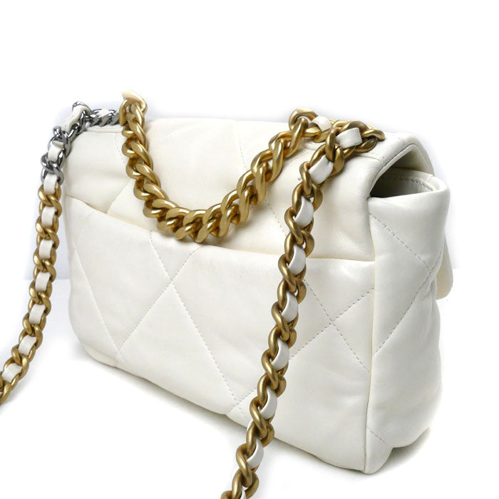 Chanel 19 Chain Shoulder Bag White AS1160