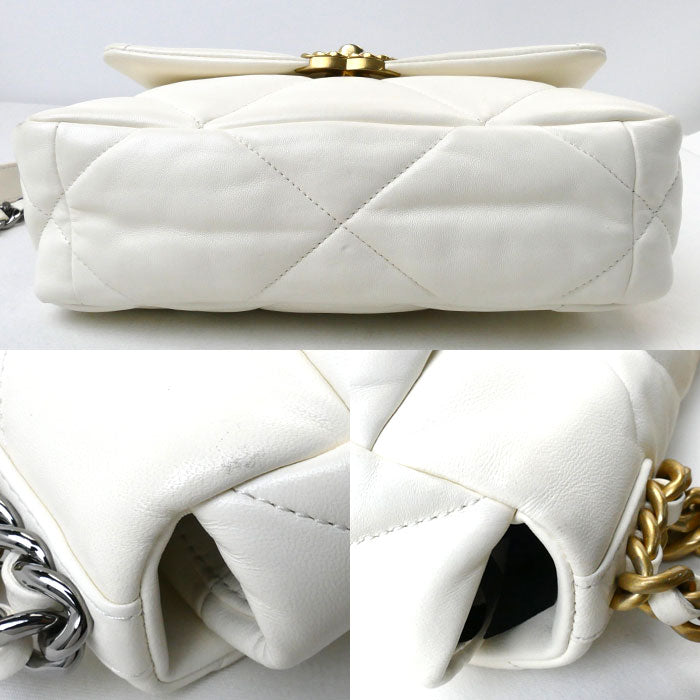 Chanel 19 Chain Shoulder Bag White AS1160