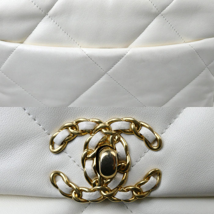 Chanel 19 Chain Shoulder Bag White AS1160