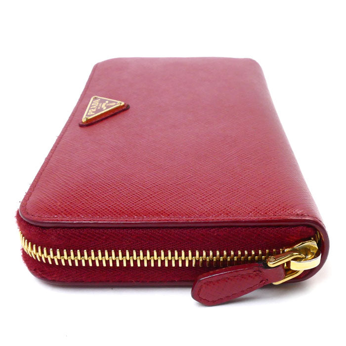 Prada Saffiano Leather Zip Wallet Red