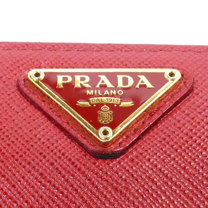 Prada Saffiano Leather Zip Wallet Red