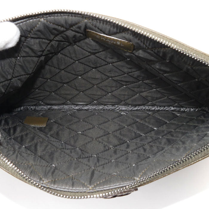 Chanel Boy Caviar Clutch Khaki