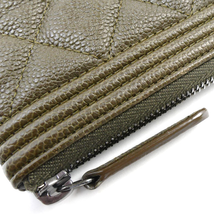 Chanel Boy Caviar Clutch Khaki