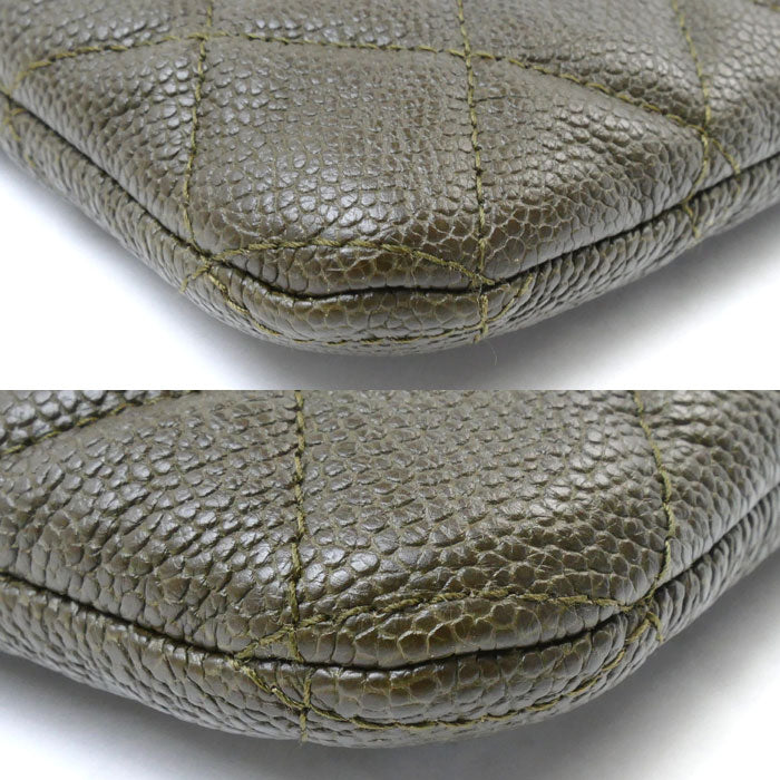 Chanel Boy Caviar Clutch Khaki