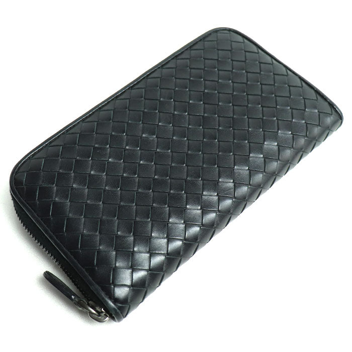 Bottega Veneta Intrecciato Zip Wallet Black