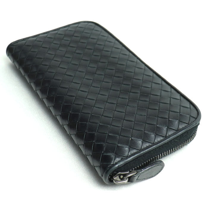 Bottega Veneta Intrecciato Zip Wallet Black