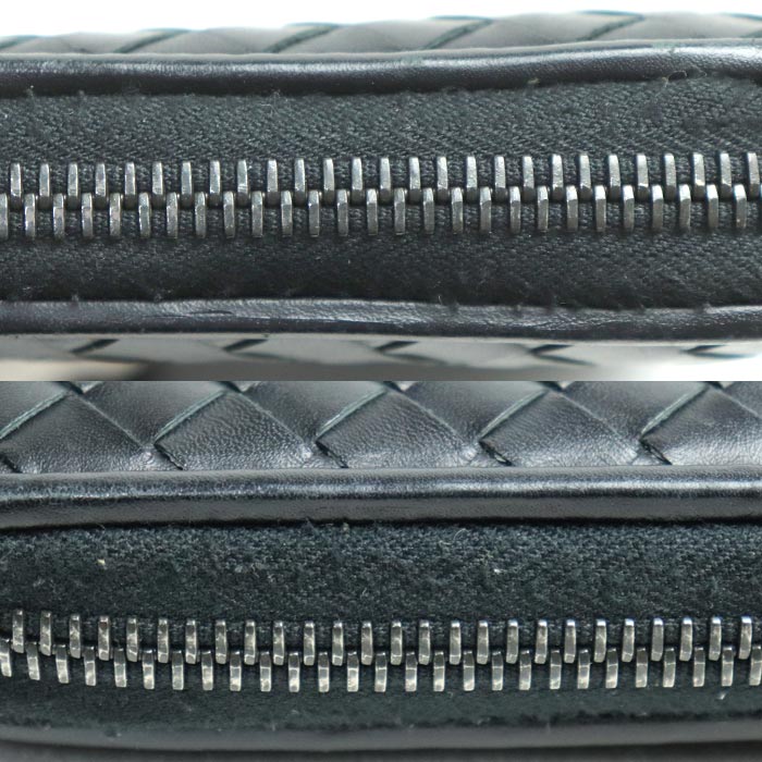 Bottega Veneta Intrecciato Zip Wallet Black