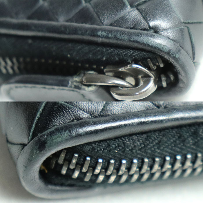 Bottega Veneta Intrecciato Zip Wallet Black