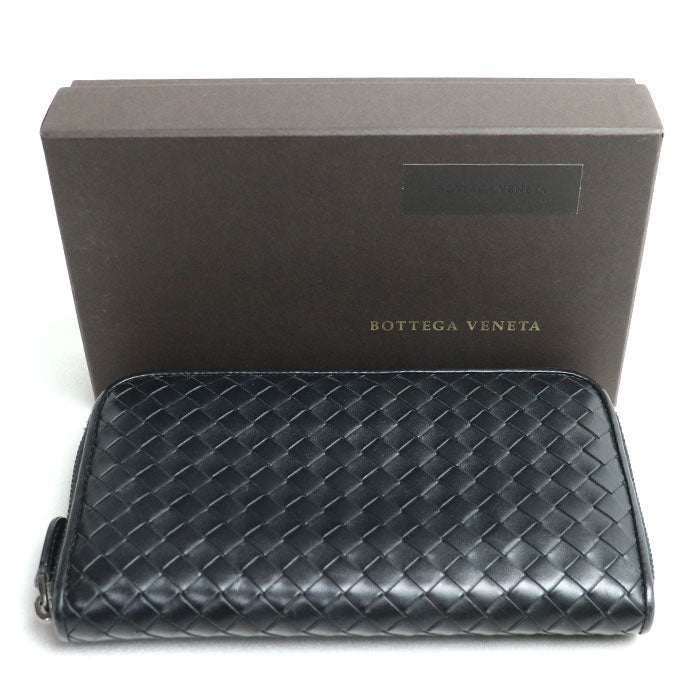 Bottega Veneta Intrecciato Zip Wallet Black