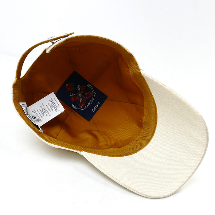 Hermes Button Logo Cap Unisex White