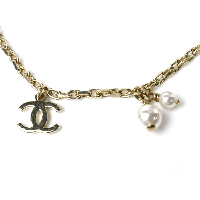 Chanel Metal Coco Mark Faux Pearl Anklet