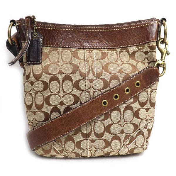 COACH Signature Canvas Leather Shoulder Bag
