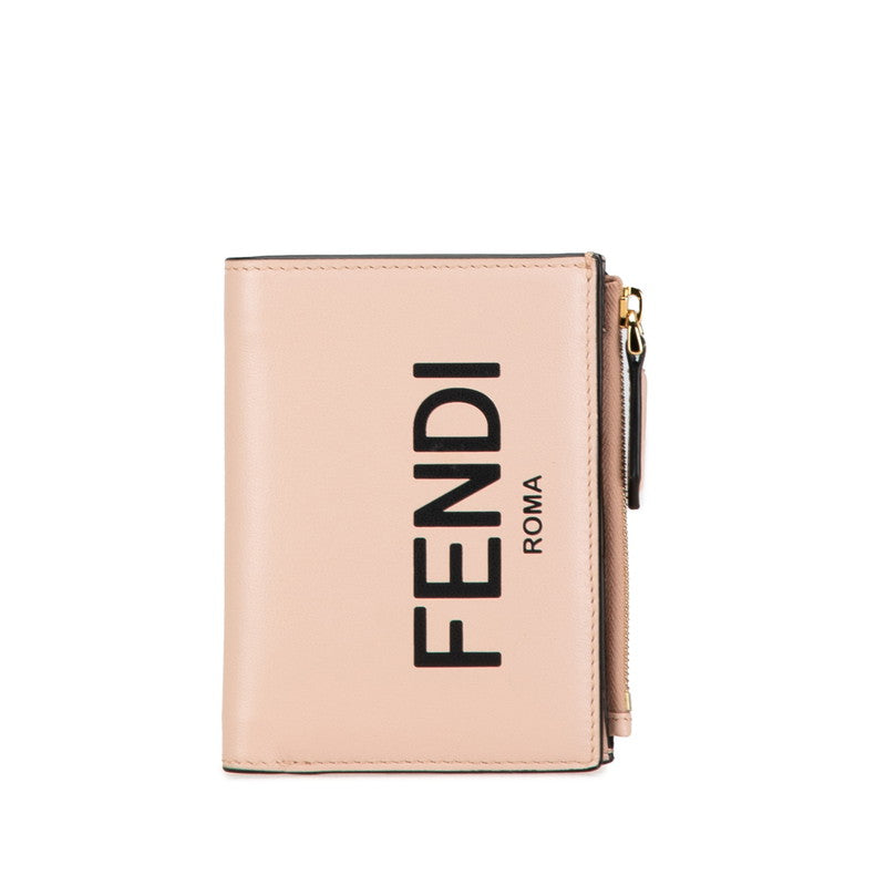 Fendi Logo Bifold Wallet Pink Leather in Very Good Condition