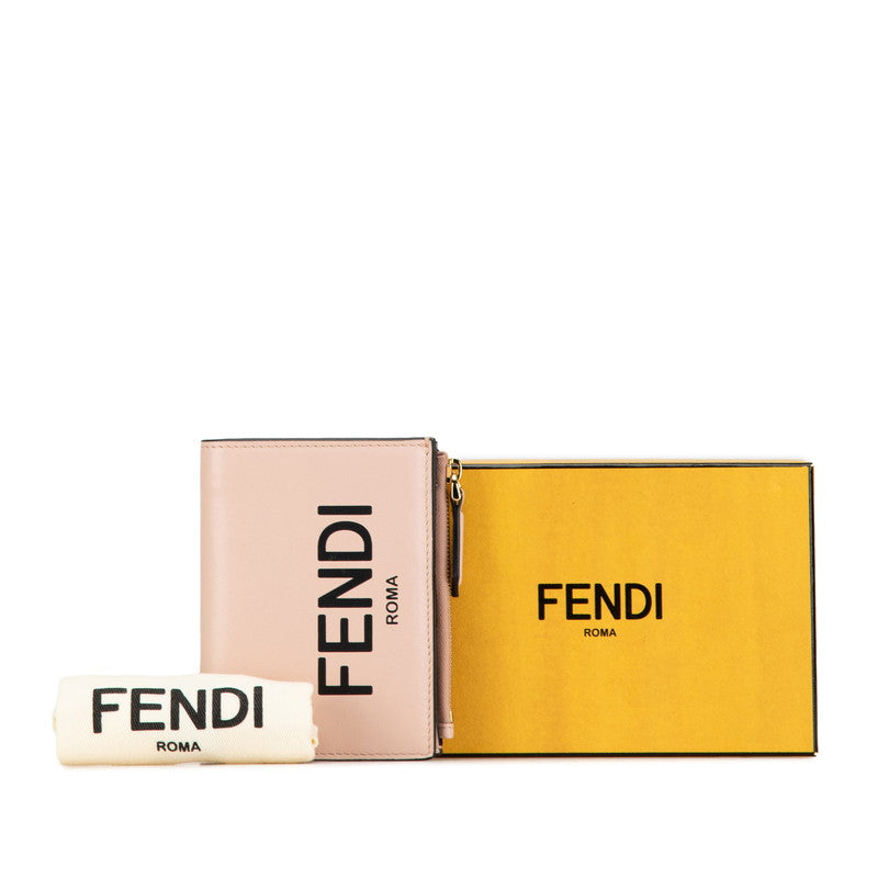 Fendi Logo Bifold Wallet Pink Leather in Very Good Condition