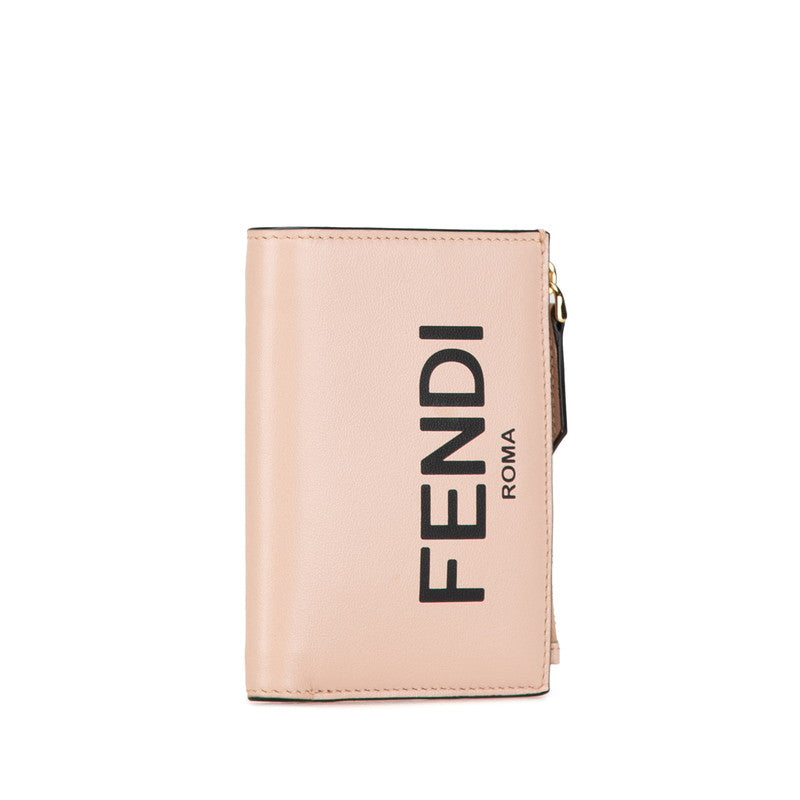 Fendi Logo Bifold Wallet Pink Leather in Very Good Condition