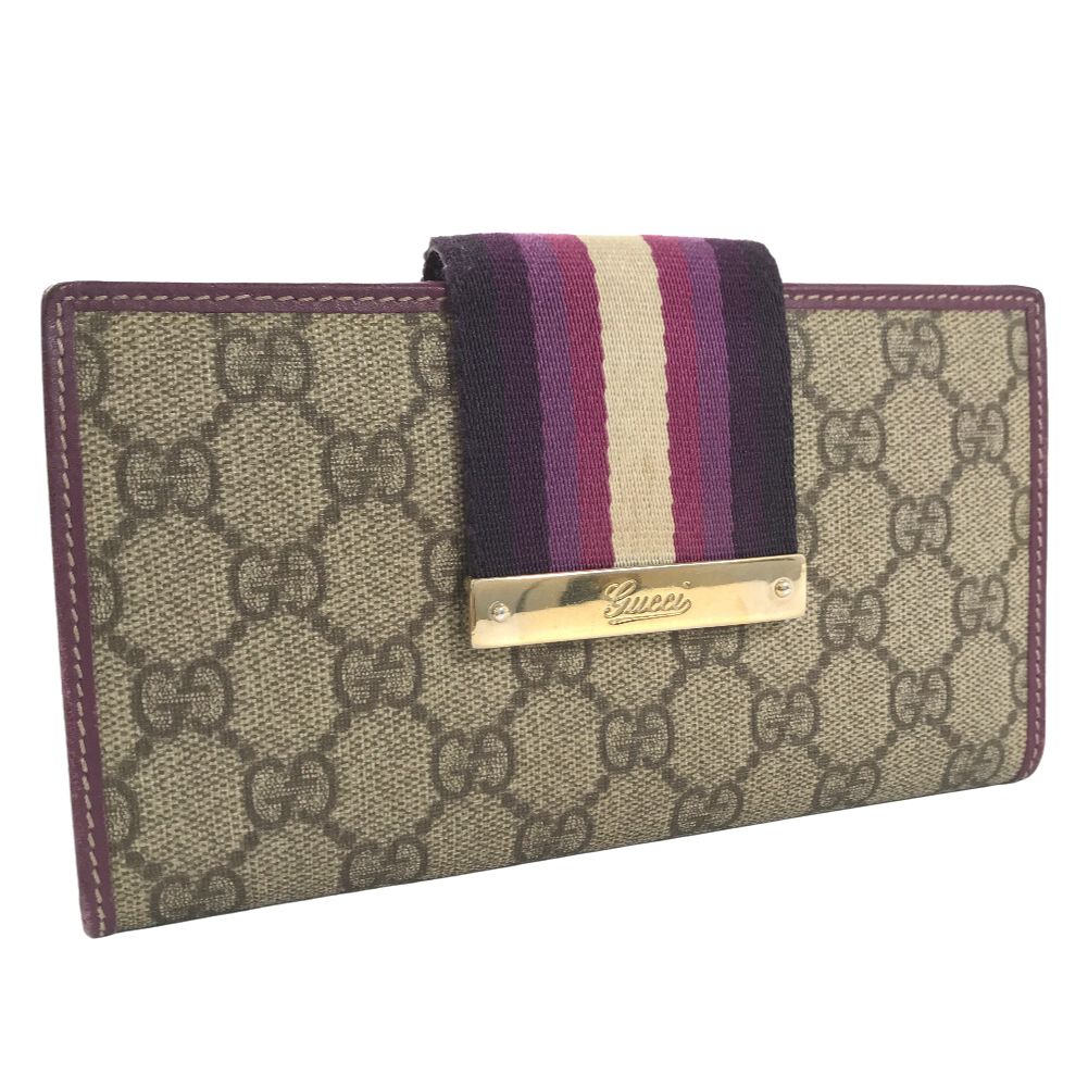 Gucci GG Supreme Web Flap Wallet Canvas Long Wallet 181668