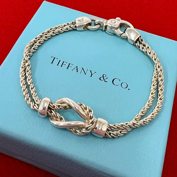 Tiffany & Co. Center Knot Double Rope Silver Bracelet