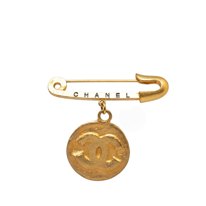 Chanel Vintage Coco Mark Medal Safety Pin Brooch in Very Good Condition