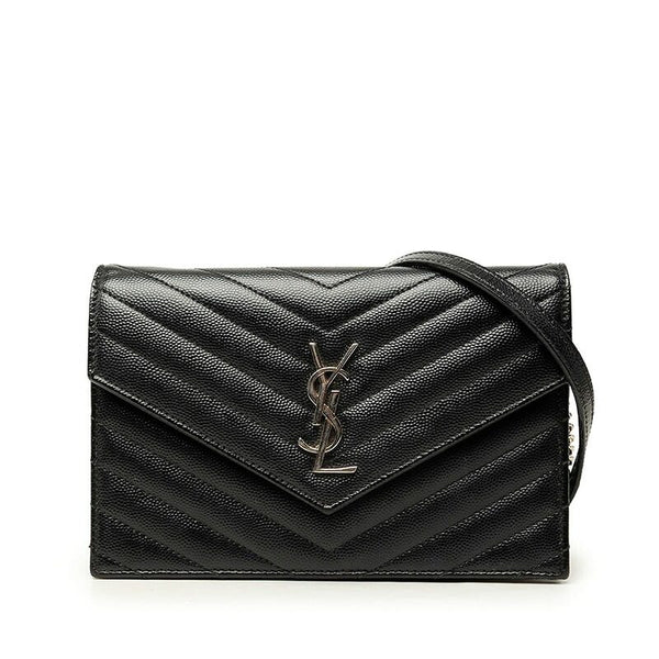 Saint Laurent Cassandra Leather Chain Shoulder Wallet