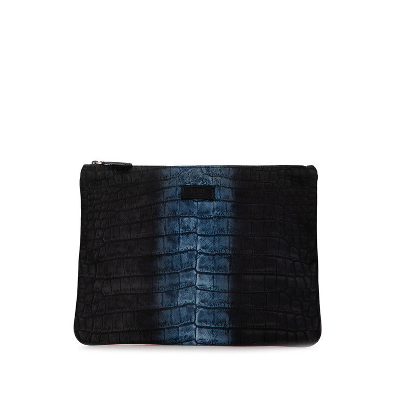 Fendi Nylon Leather Clutch Bag